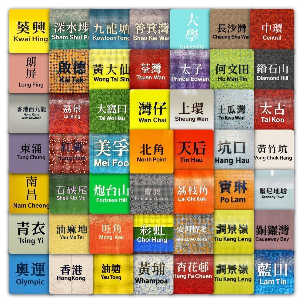 香港港鐵月台站名貼紙(177張/包) 