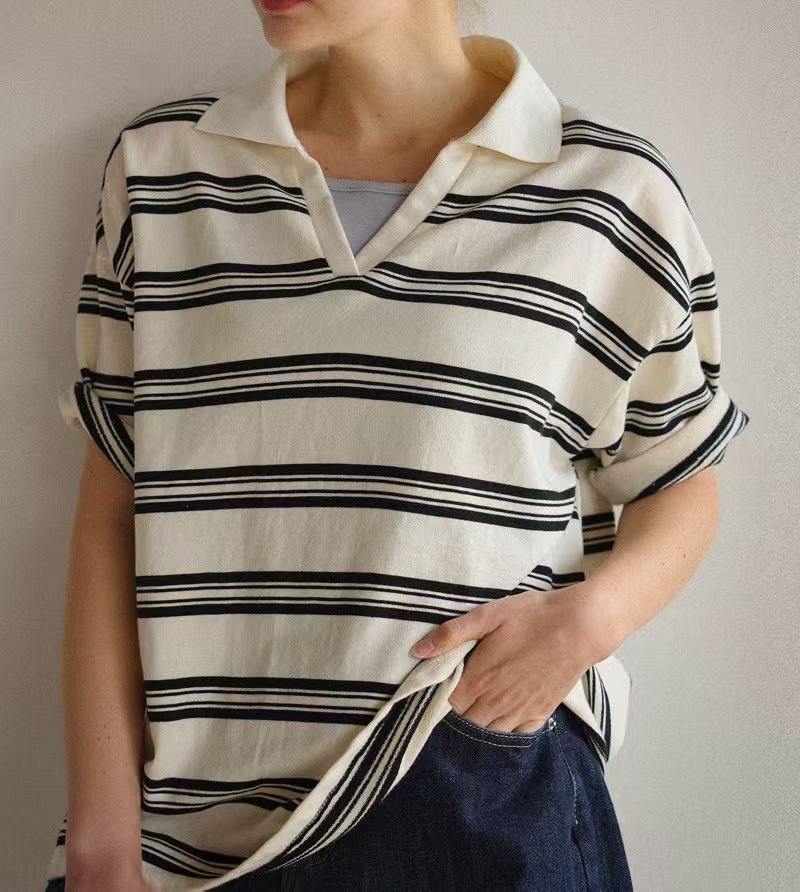 G6204 韓國🇰🇷反領V領橫間top