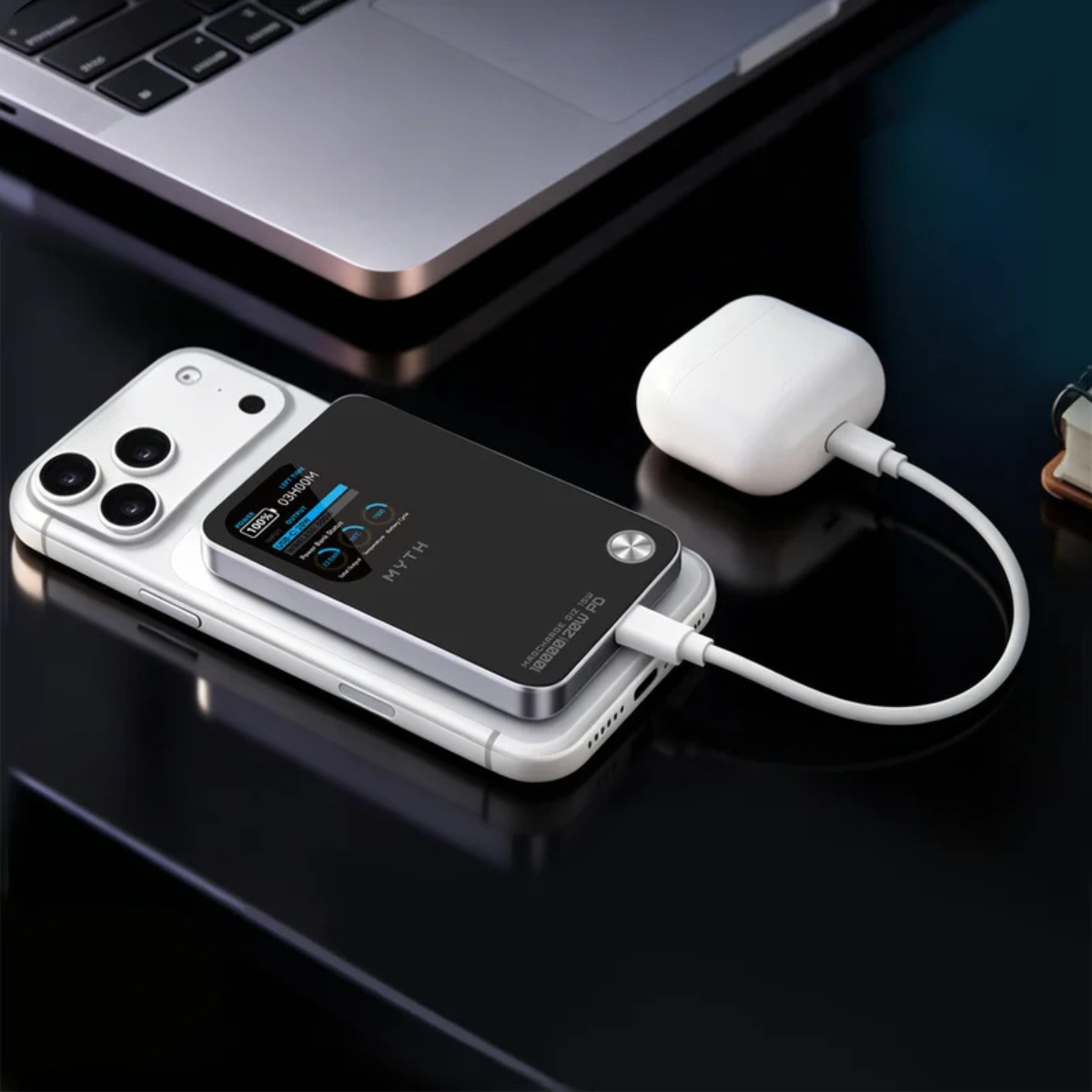 Myth MY25 3合1 PD20W QI2移動電源10000mAh 磁吸15 | 1.8寸特大TFT顯示屏