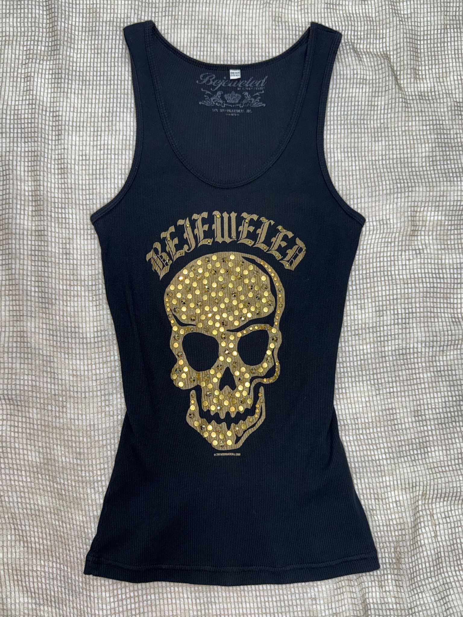 Cyber Y2K Grunge Skull Graphic Ribbed Cami Tank