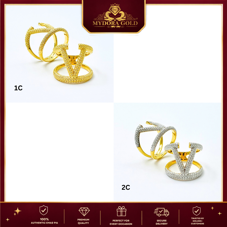 MYDORA EMAS 916 Cincin V Diamond-Cut (5G) l EMAS 916/22K