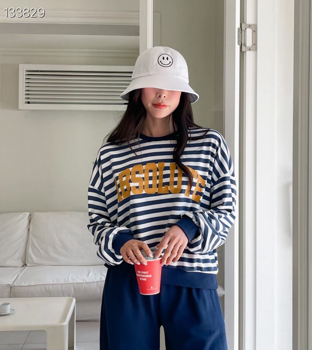 LY13 線條笑臉漁夫帽
