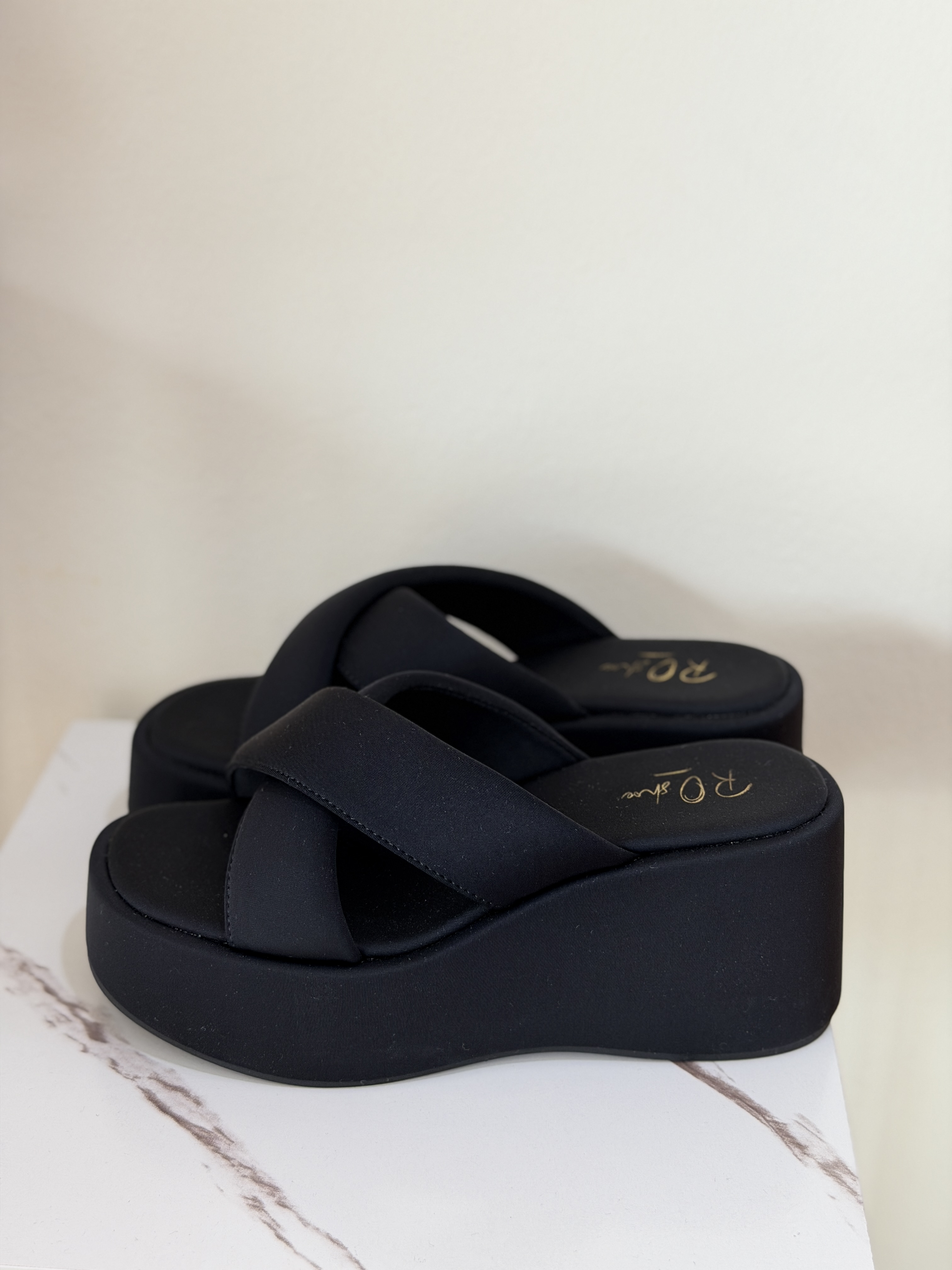 RS10592 Retro Cross-Strap Clear Block-Heel Platform Sandals