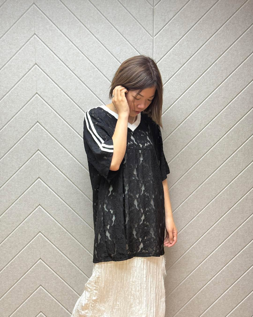 鏤空Lace運動風 oversize tee