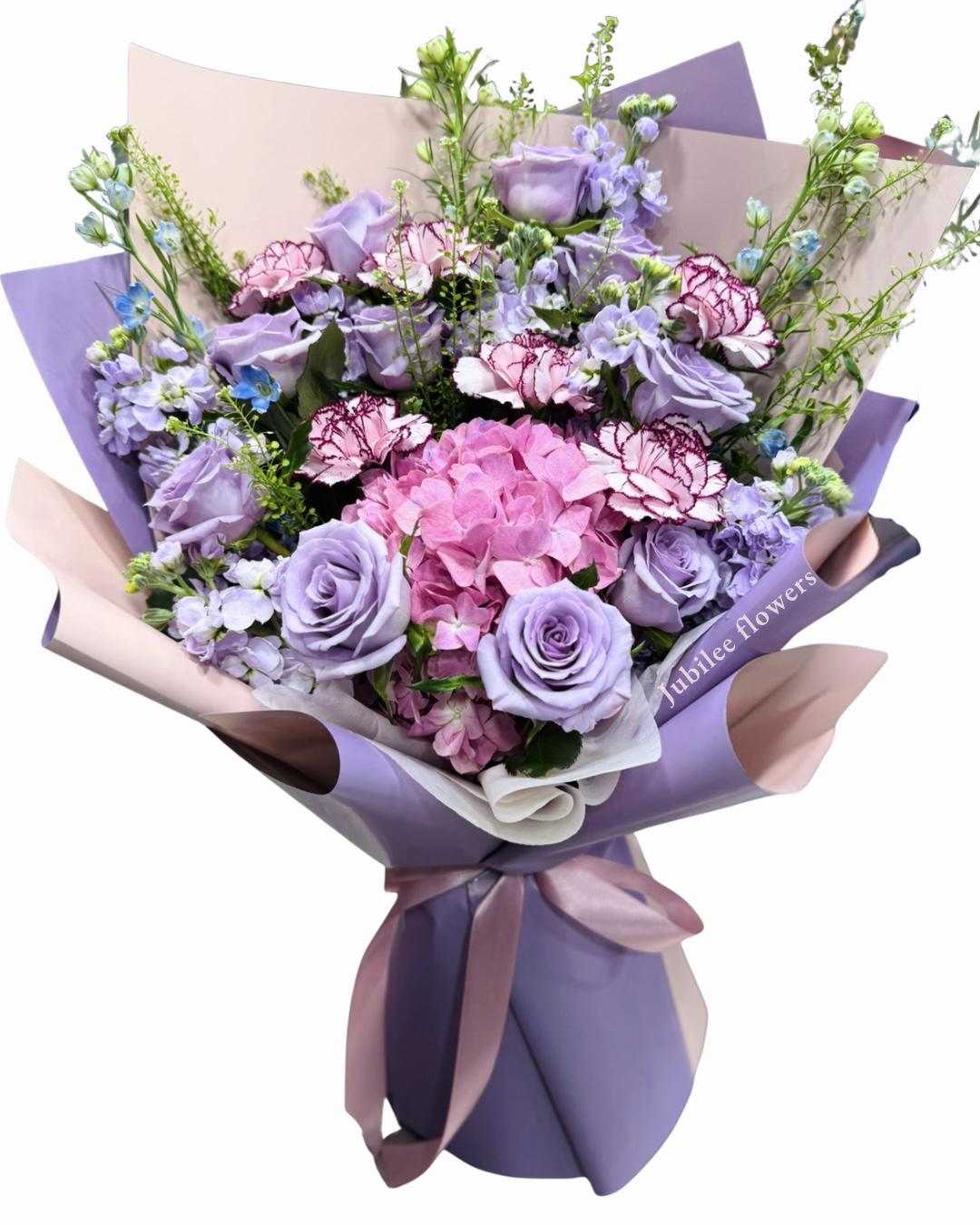 母親節 紫色系列 繡球 玫瑰 康乃馨混合花束