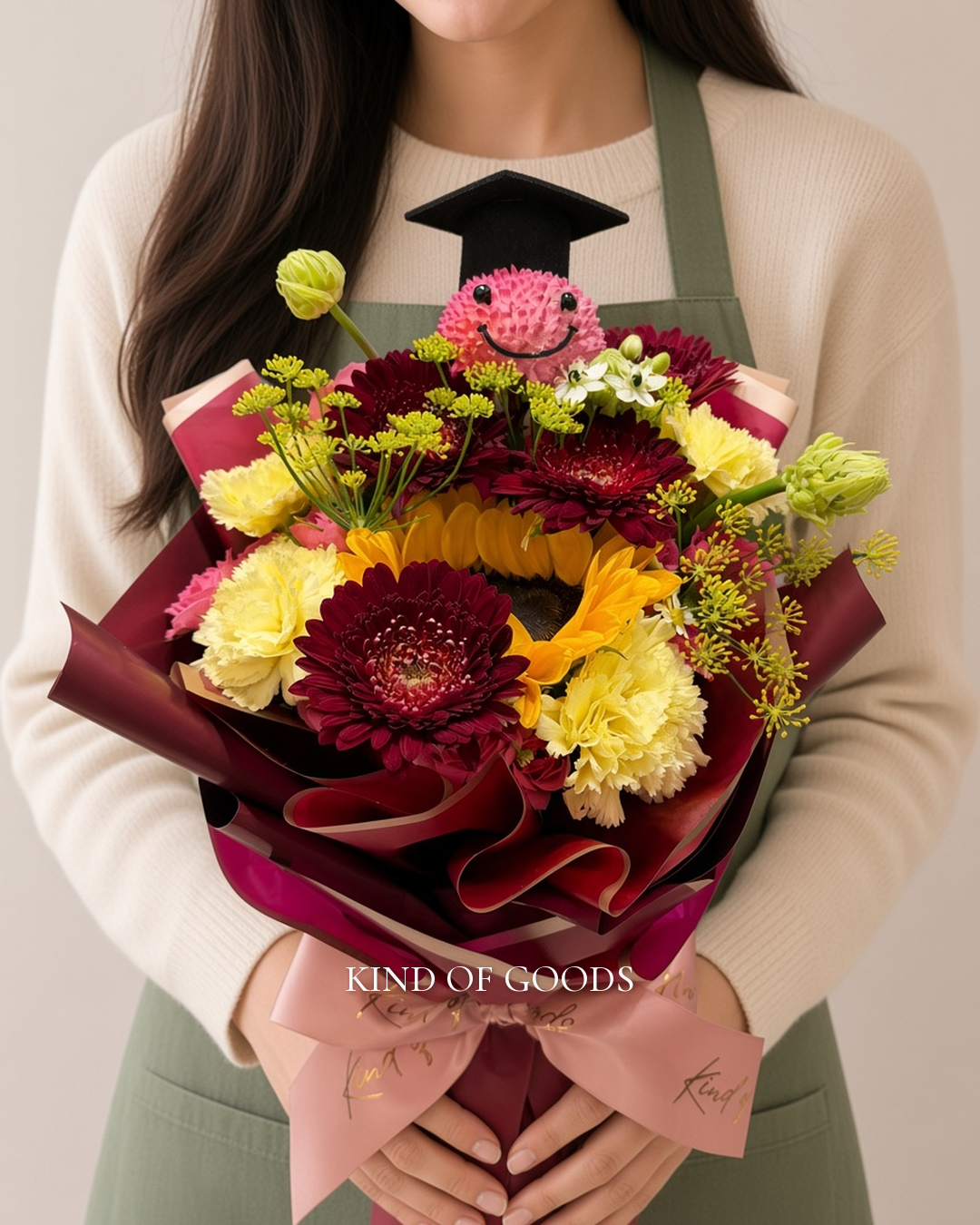 酒紅畢業花束