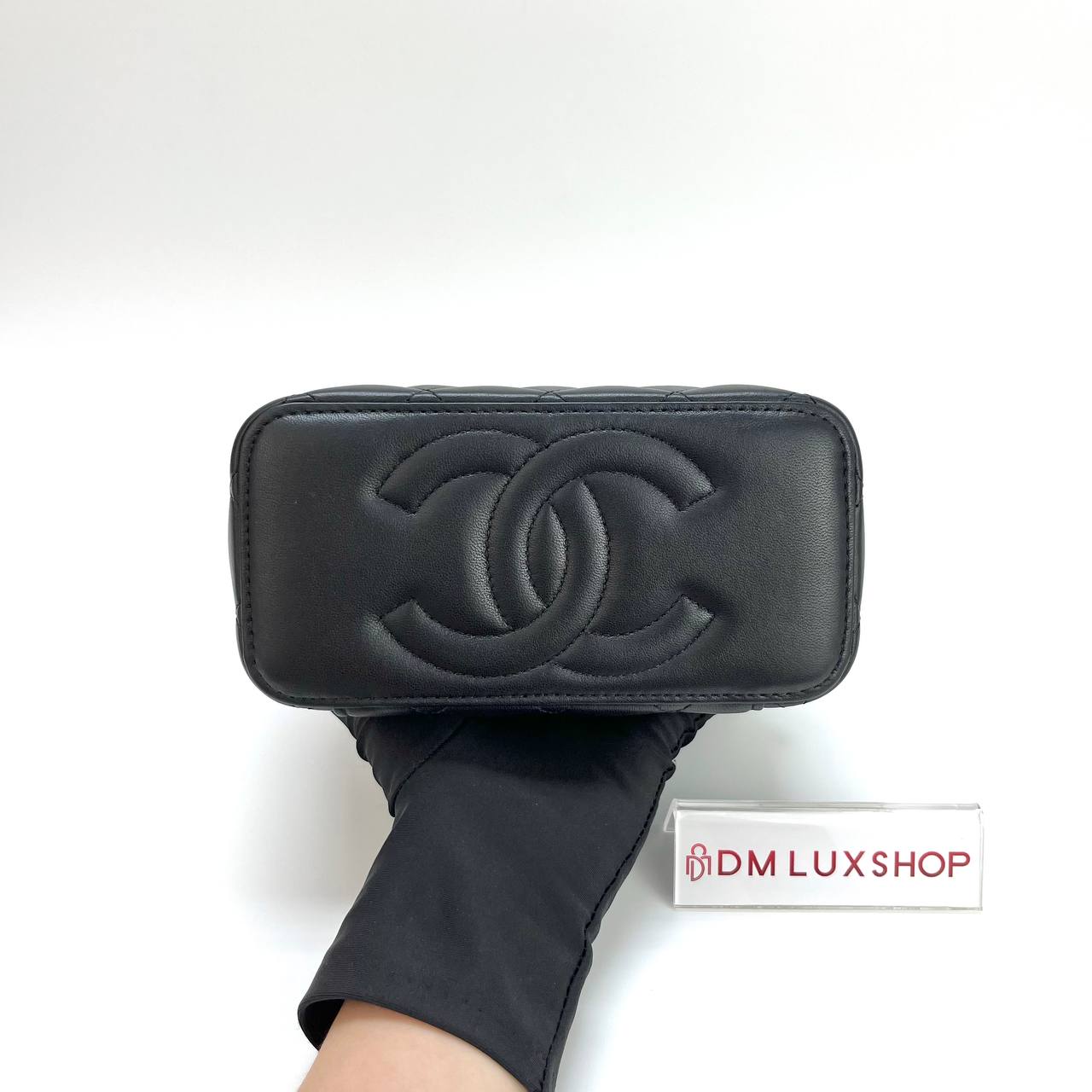 Chanel Black Top Handle Vanity Case w/ Chain GHW (Microchip)