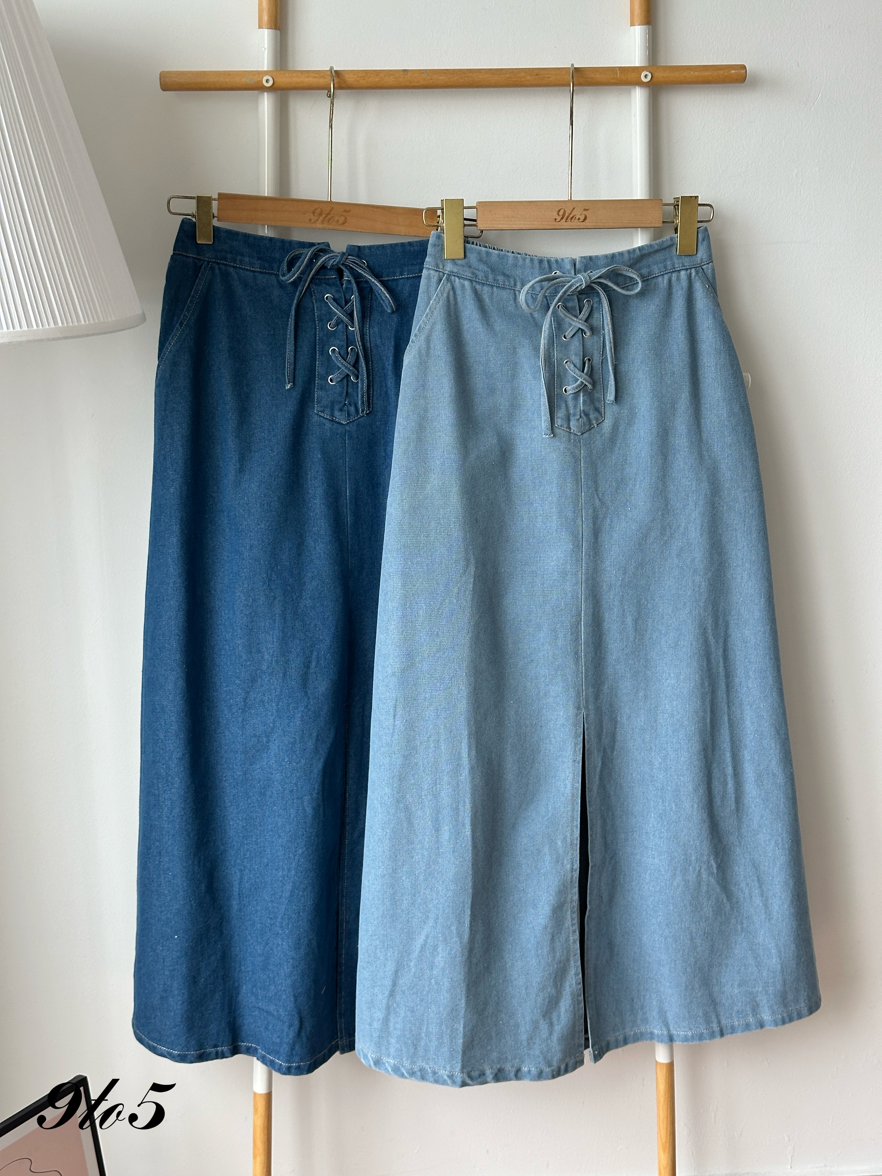 S1972 A Line Denim Skirt - D.Blue & L.Blue