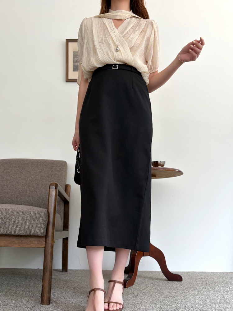 Louise Wrap Blouse with Tie (Cream)