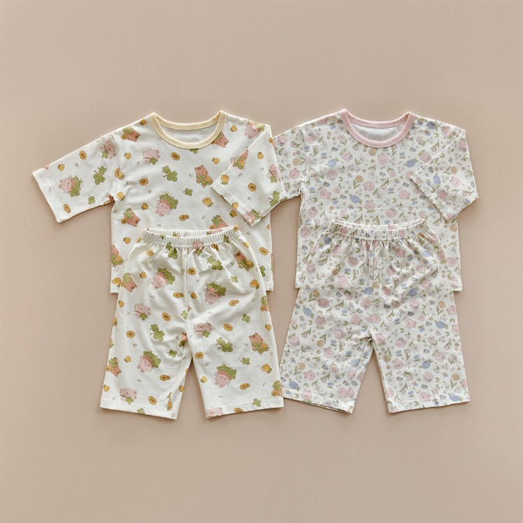 26S/S DTD夏日花草派對系列-莫代爾彈力7分袖上下套裝