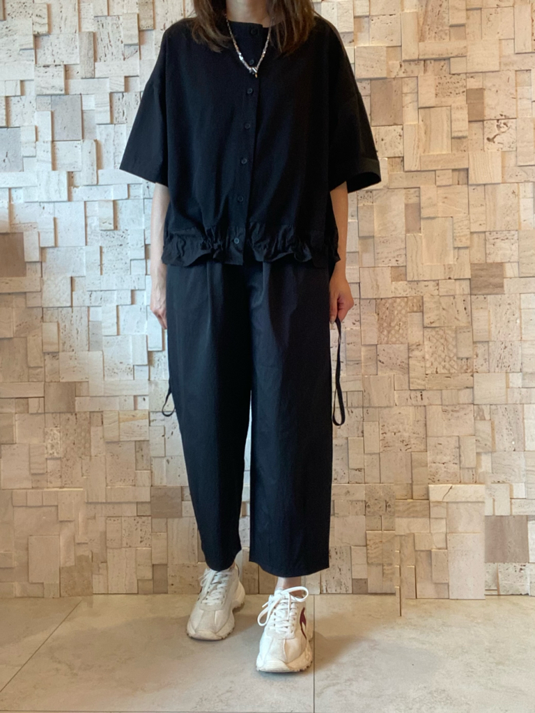 #2083 棉拼棉布抽繩Top 🖤