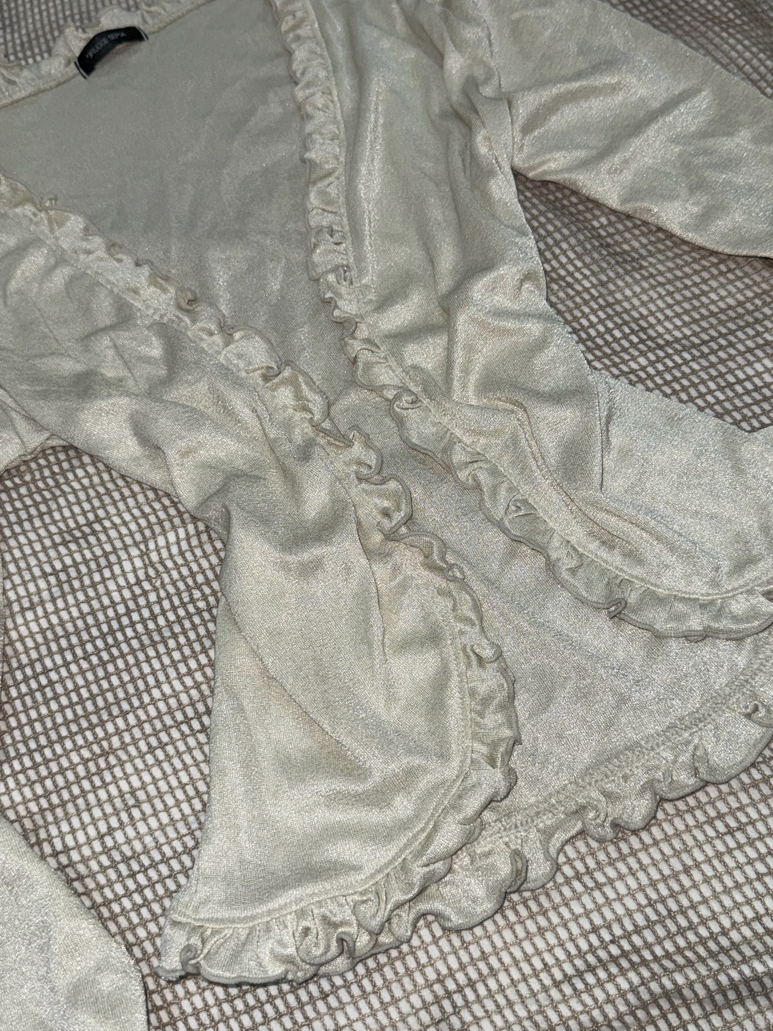 Soft Cream Ruffle-Hem Bolero Cardigan