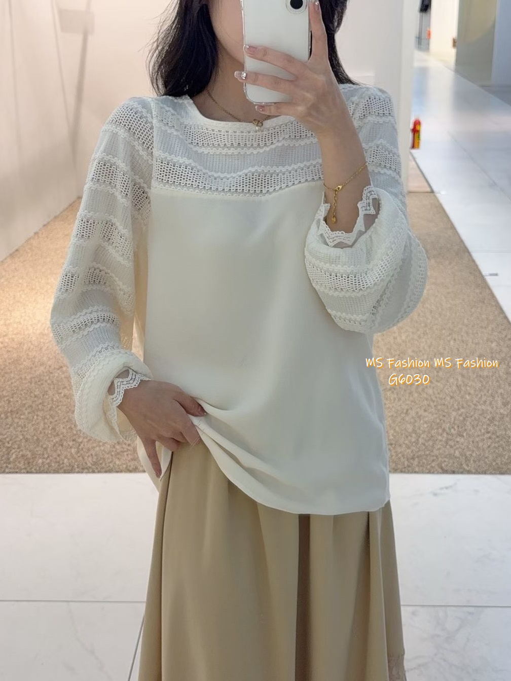 G6030 韓國🇰🇷拼布勾花top