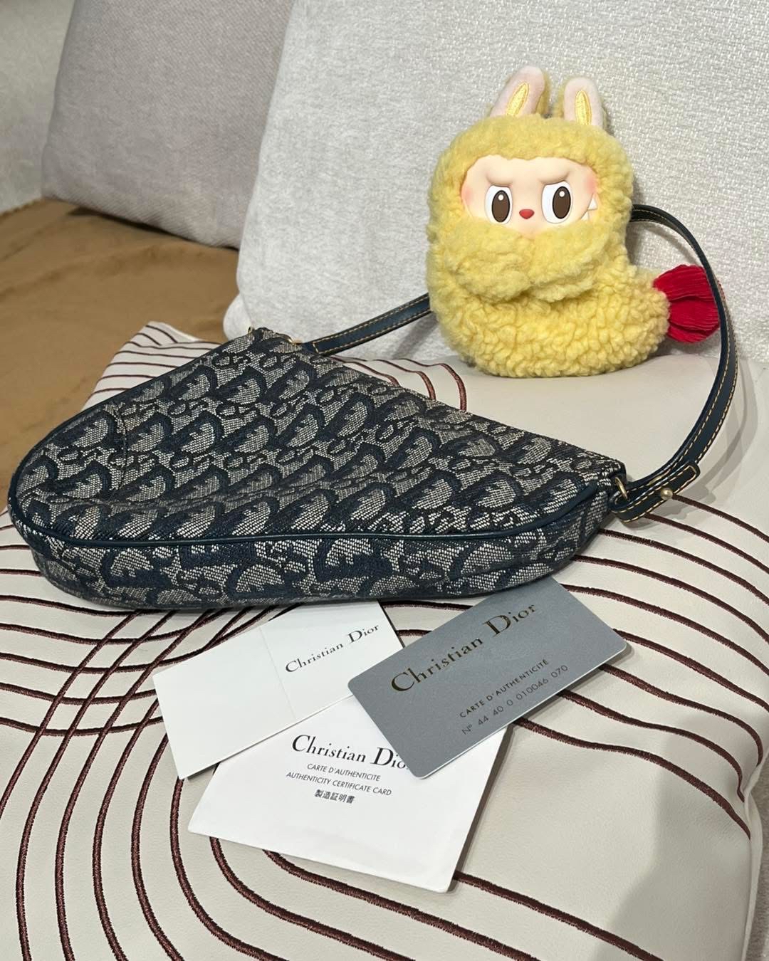 DIOR TROTTER JACQUARD SADDLE Vintage bag,100%Authentic,95%new ✅card✅dust bag