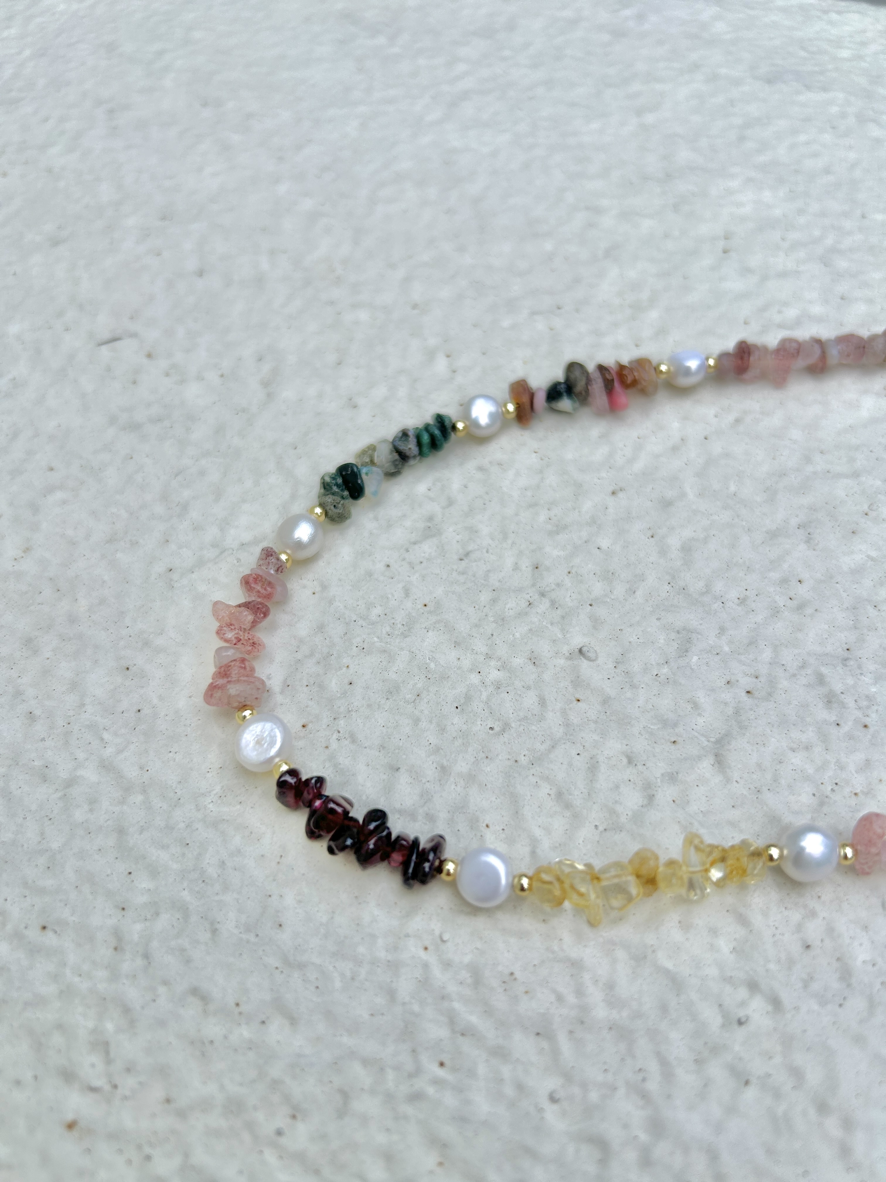 Multi colour stone stainless necklace