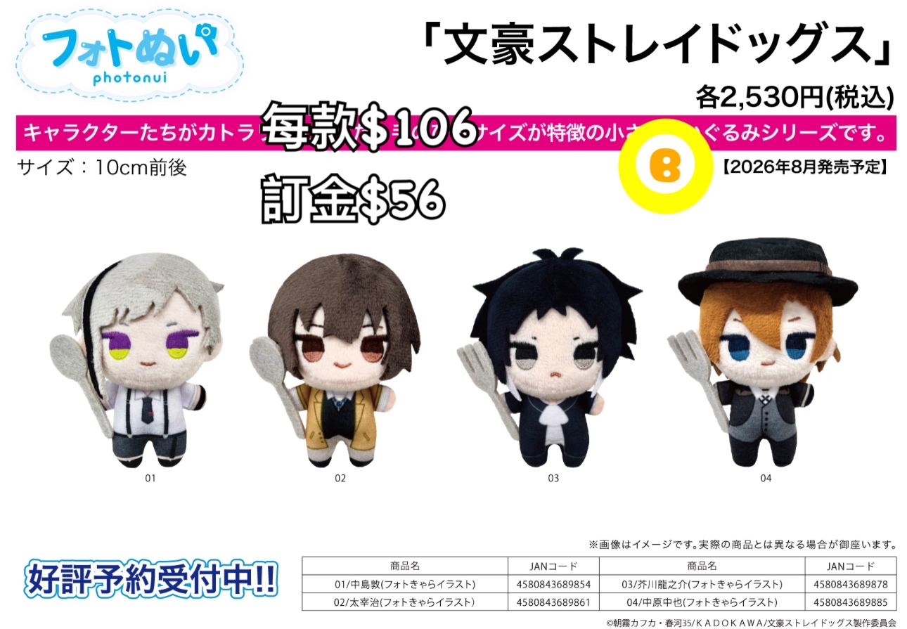 Preorder預訂8/2026年文豪野犬フォトぬい