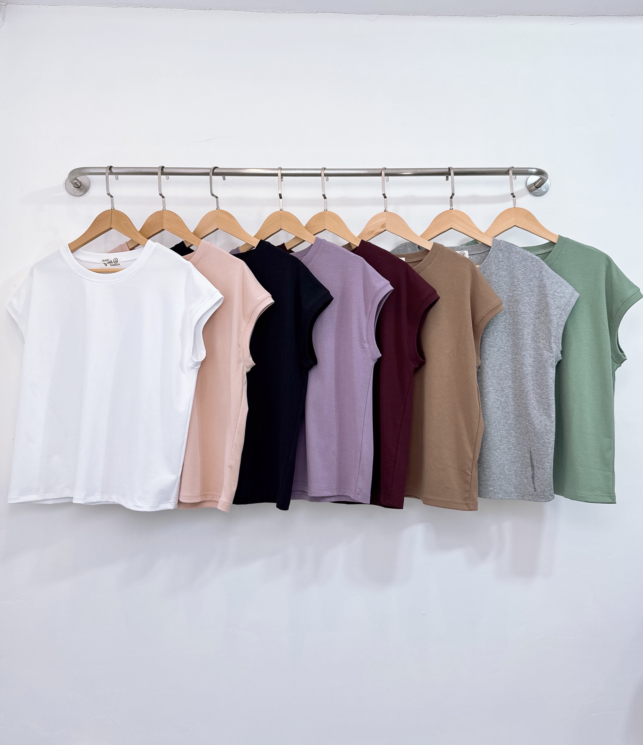 彈性純棉雞翼袖淨色上衣 8色