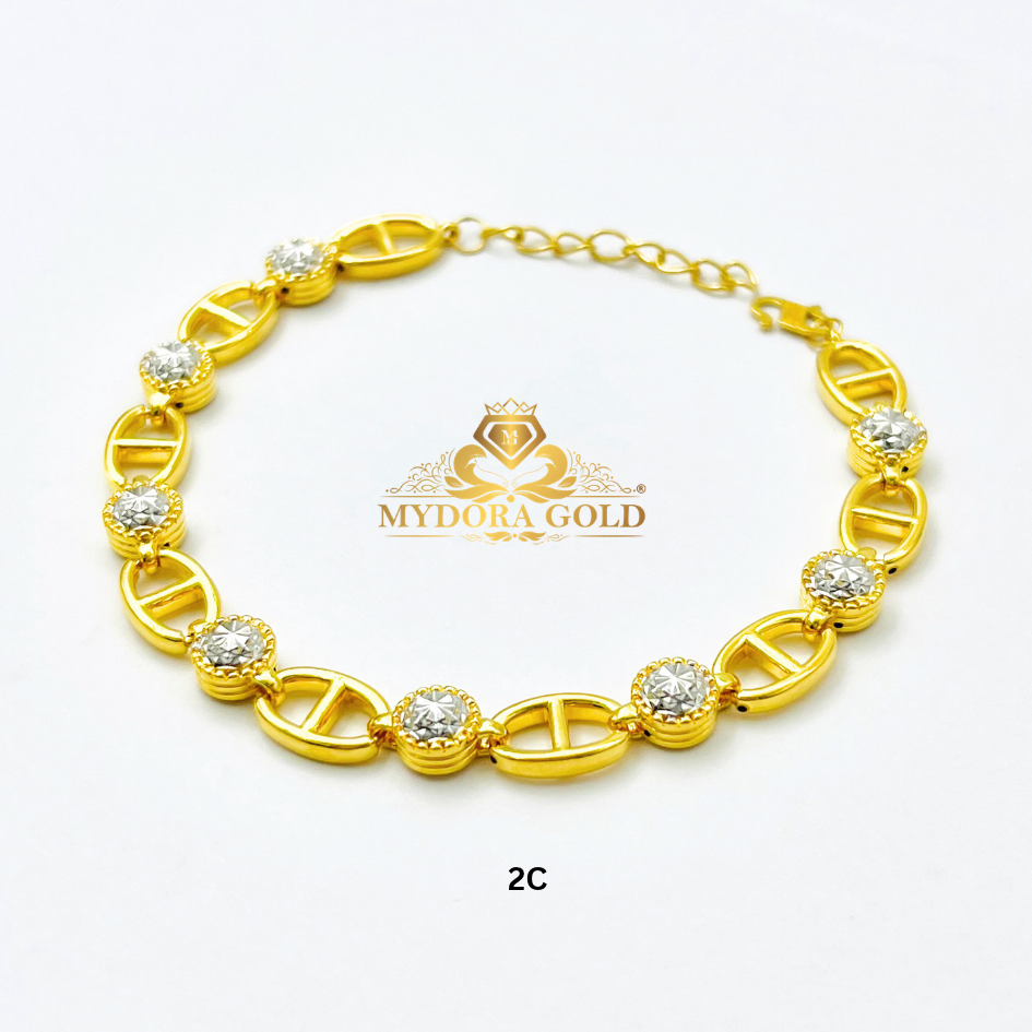 MYDORA Rantai Tangan Fesyen Diamond Cut Chain l EMAS 916/22K
