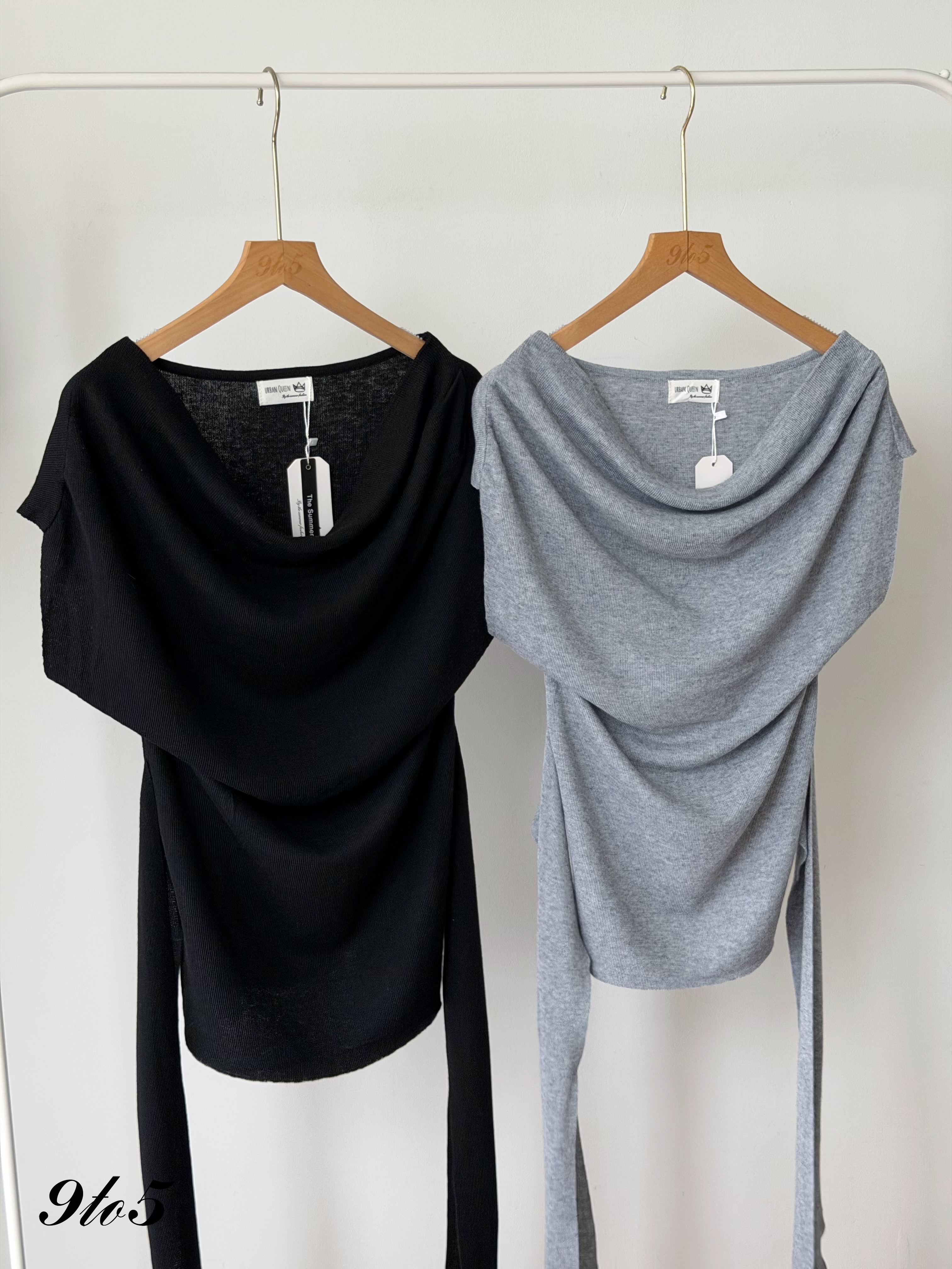 T4525 Boat Neck Tie-waist Knit Top - 4 Colors 
