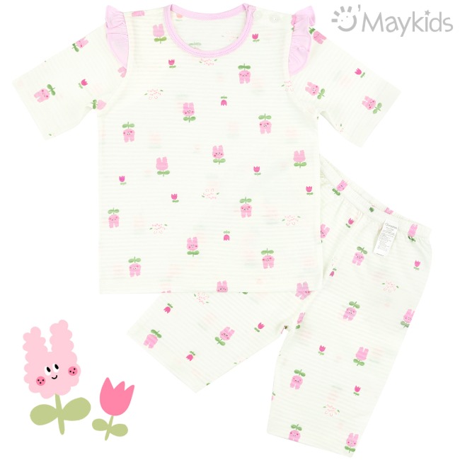 Maykids 7分袖家居服 (粉色鬱金香兔)