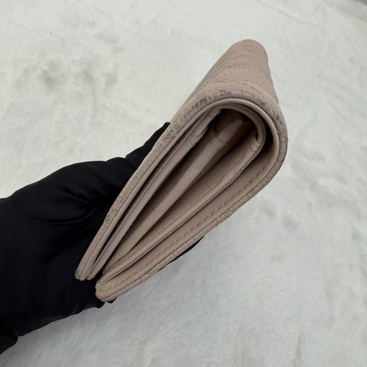 🎀Chanel淡粉系列 牛皮銀扣長銀包🎀