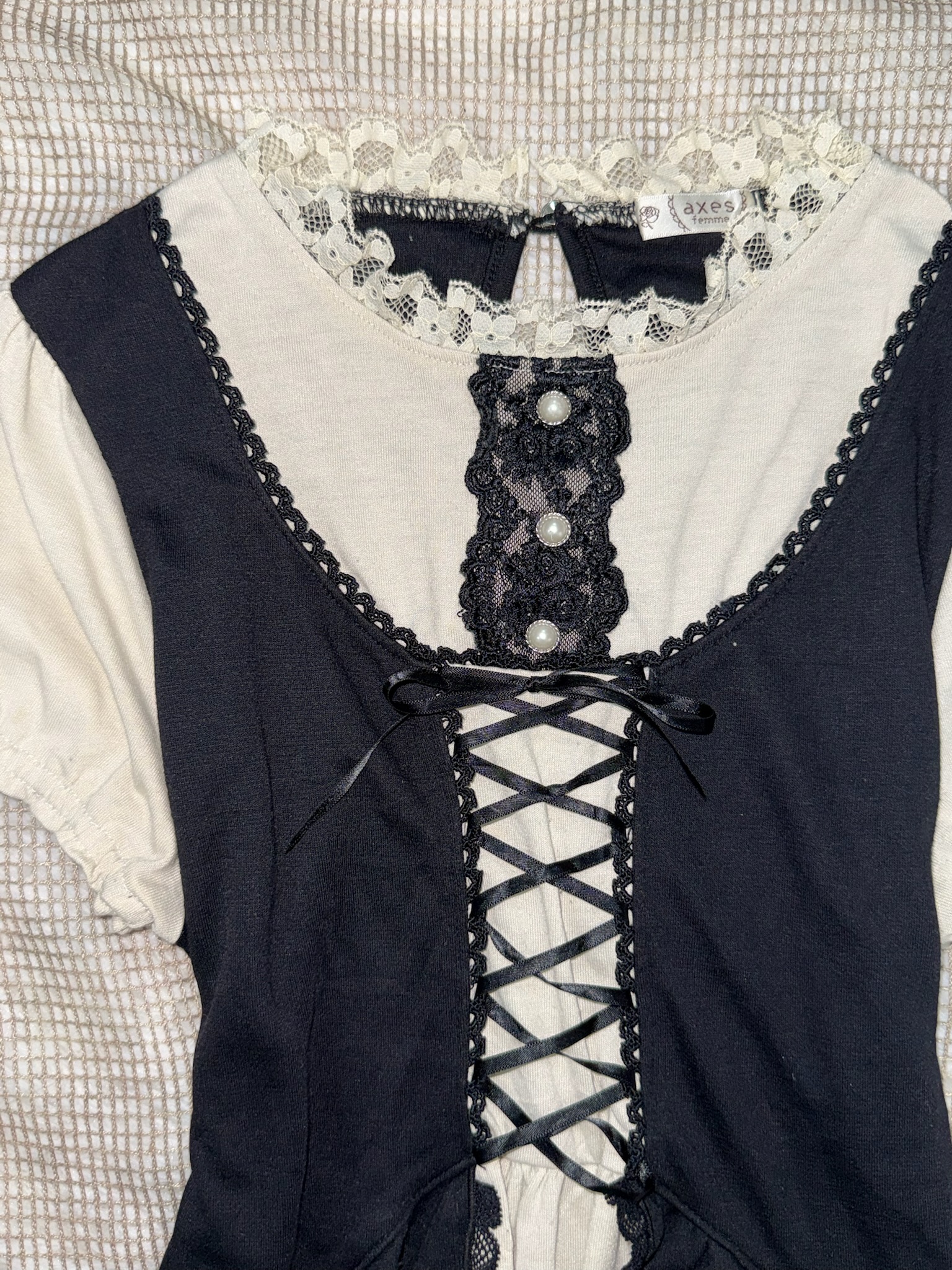 Axes Femme Gothic Faux Twin-Set Corset Knit Top