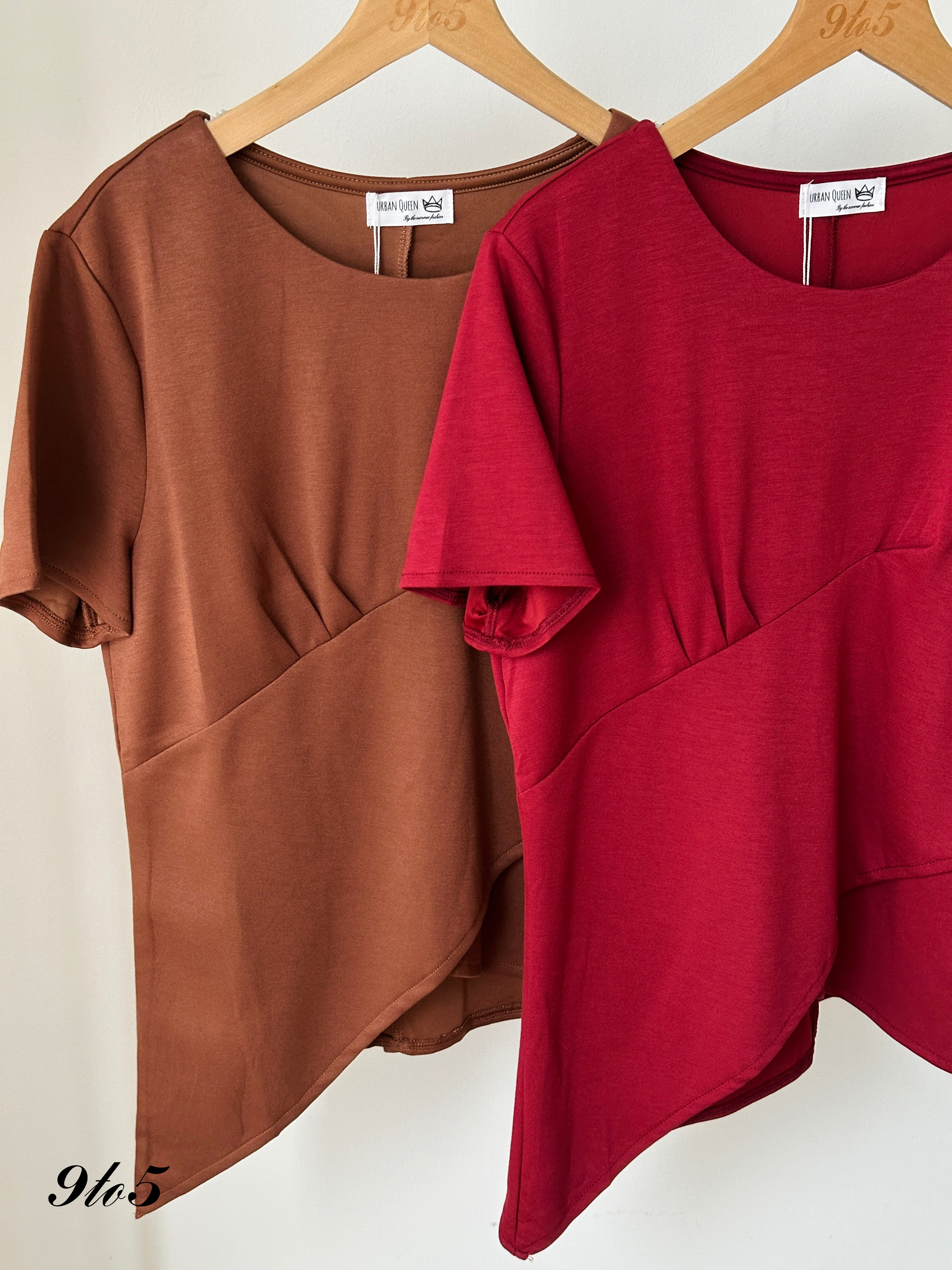 T3931 Short Sleeve Irregular Top - 4 Colors