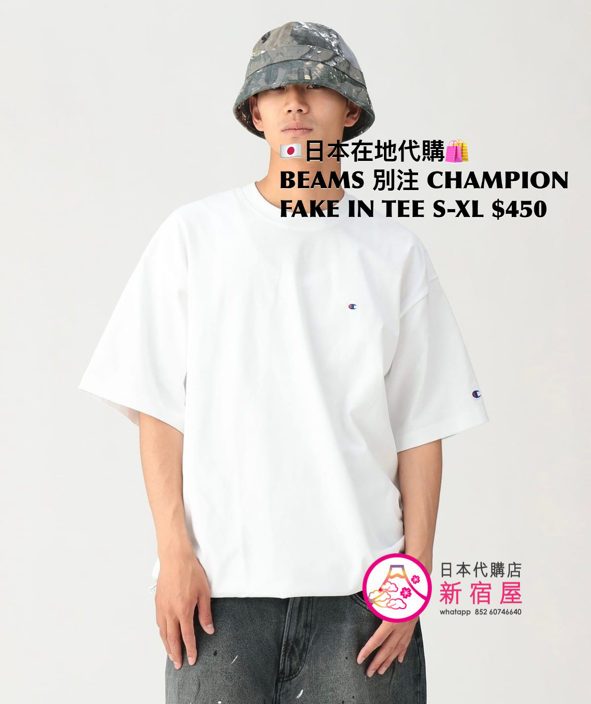 BEAMS 別注 CHAMPION FAKE IN T-SHIRT