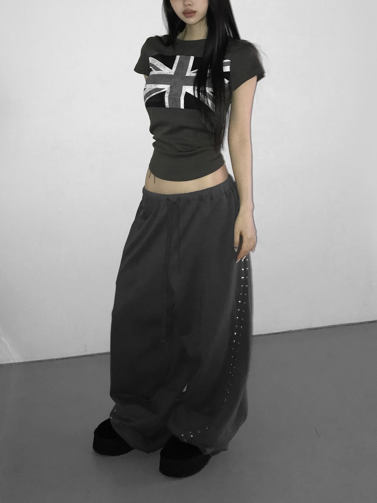 Studded Wide-Leg Sweatpants