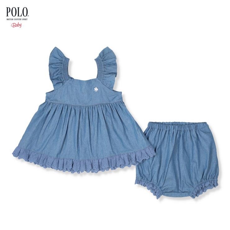 🇯🇵限量預訂 日本直送🇯🇵Polo Baby小馬刺繡牛仔荷葉邊上衣燈籠褲套裝