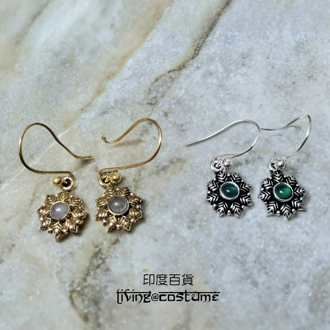 印度黃銅晶石耳環
