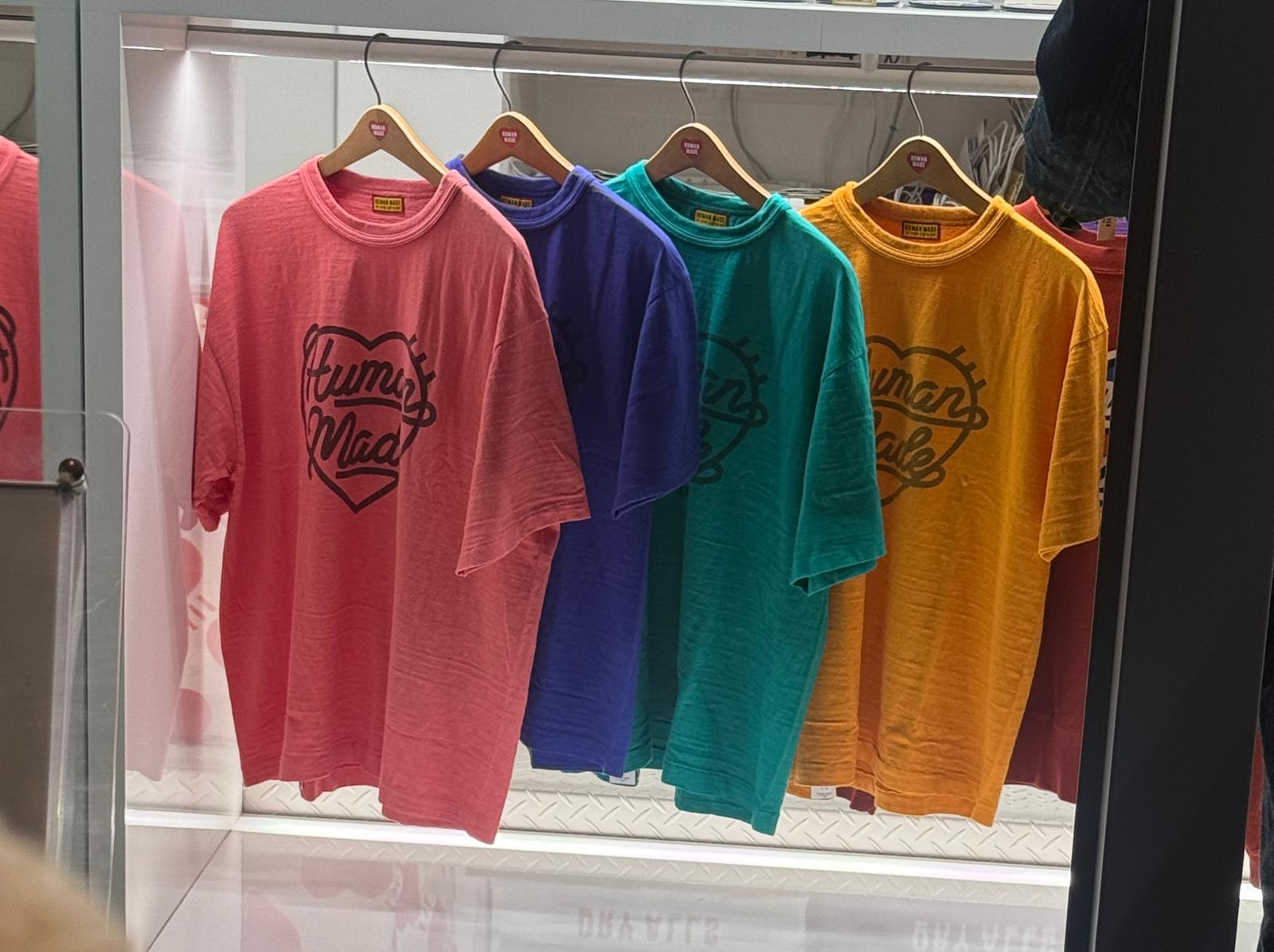 Human made 潦草心tee 珊瑚紅/紫藍/湖水藍/黃 Size s- 3xl