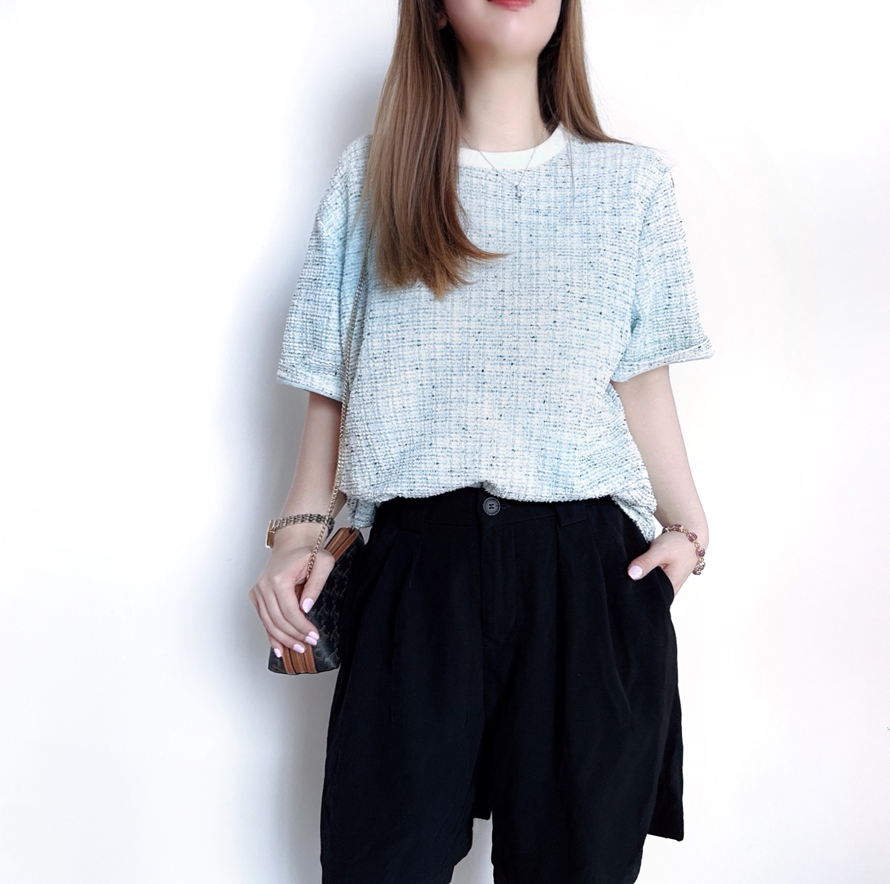 小香風tweet 料Top - 水藍