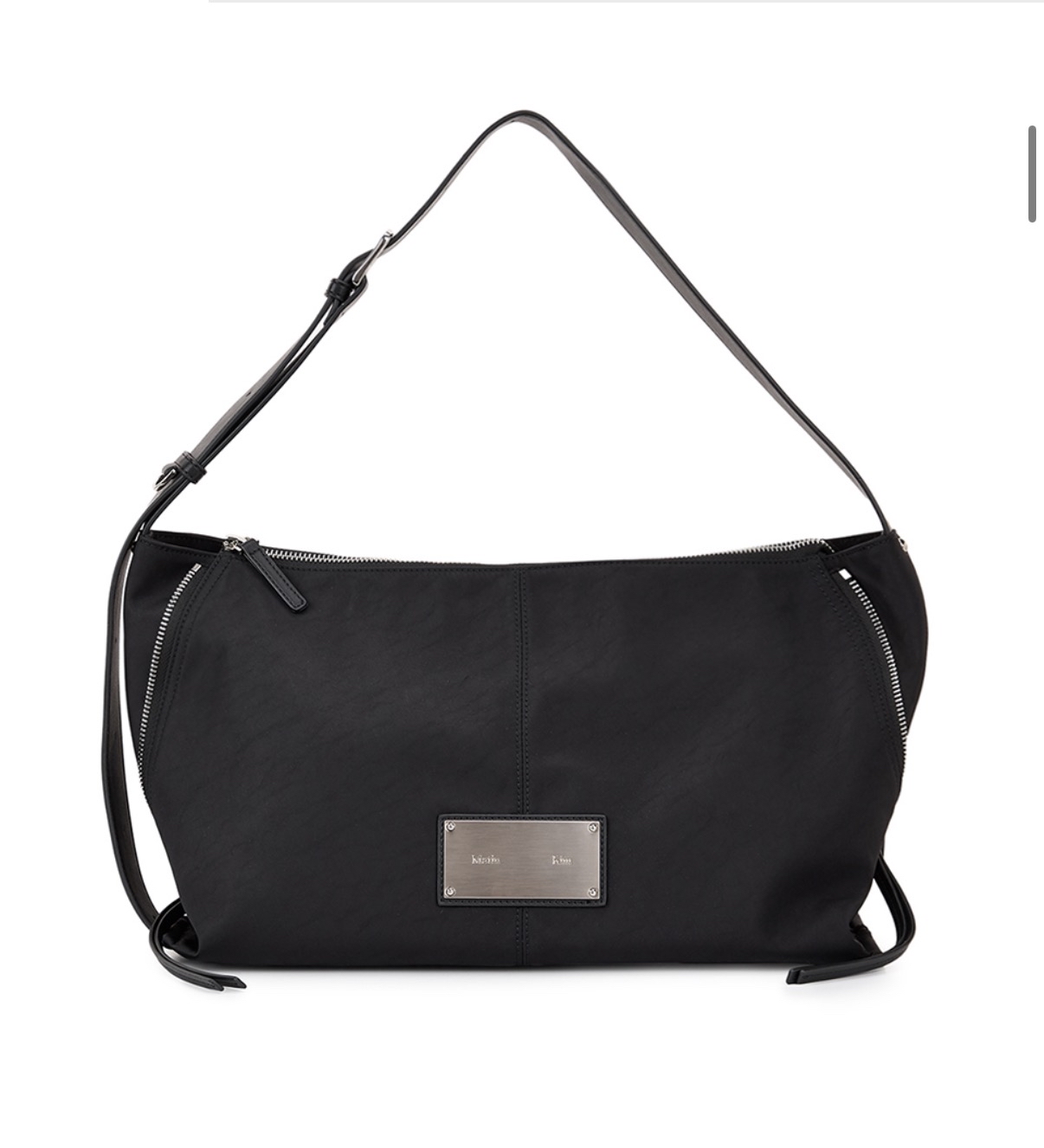 MATIN KIM 特價場 SIDE ZIPPER FABRIC SHOULDER BAG IN BLACK