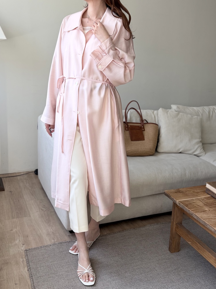 Silky Belted Trench Coat (Pink)