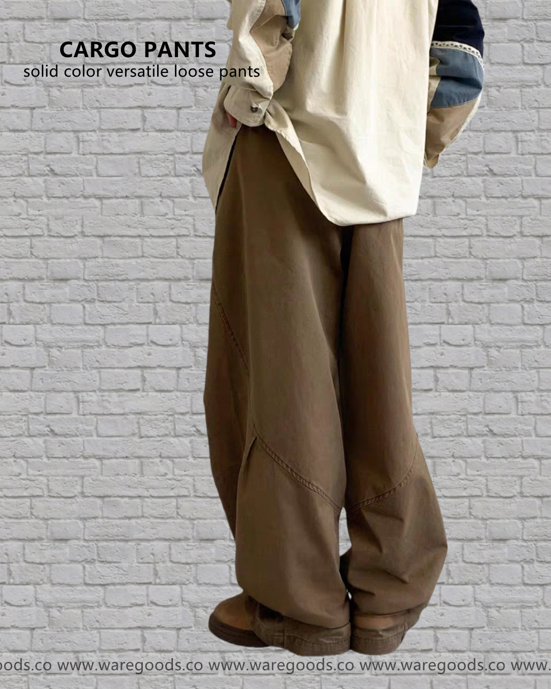 W03純色男女百搭鬆身褲