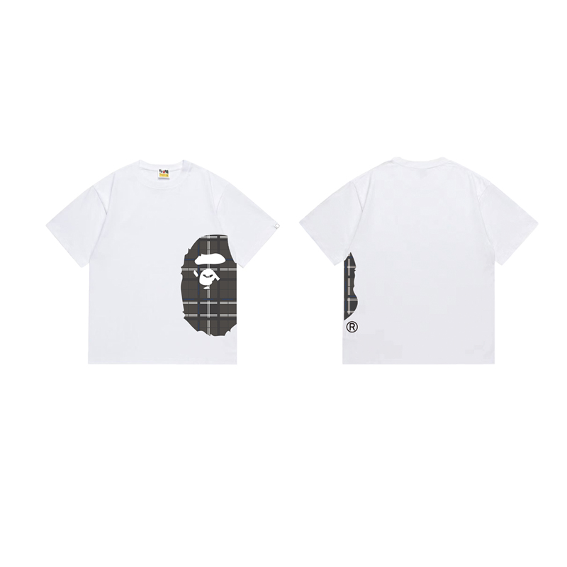 Bape Logo Check Side Big Ape Head Tee