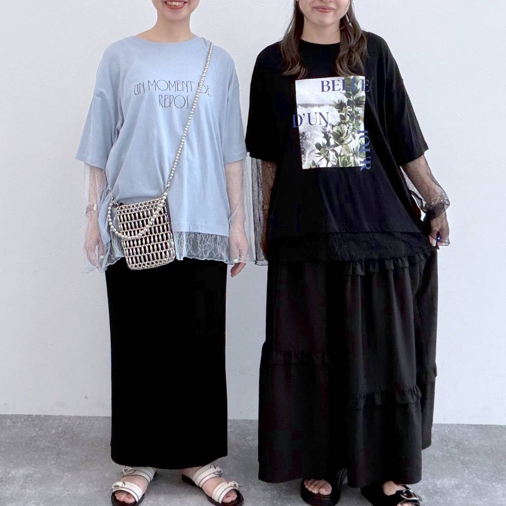 【✨️日本🇯🇵 pre-order 薄紗lace tee✨️】 【共4色 | Free Size | 粉藍/米白/深灰/黑色】【註：深灰 | 日本6月下旬出貨】