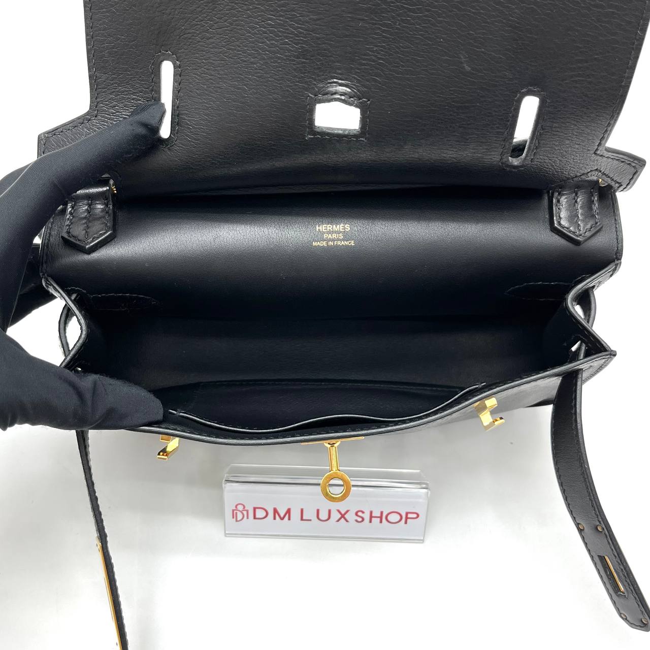 Hermes Black Calf Leather Mini Jypsiere (Stamp B)