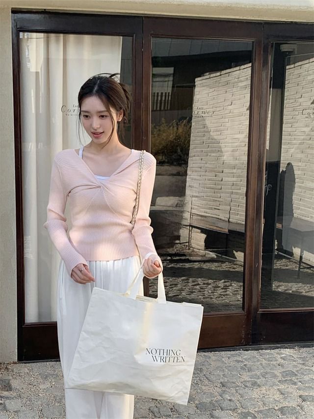 【上班/休閒】溫柔扭結直紋上衣