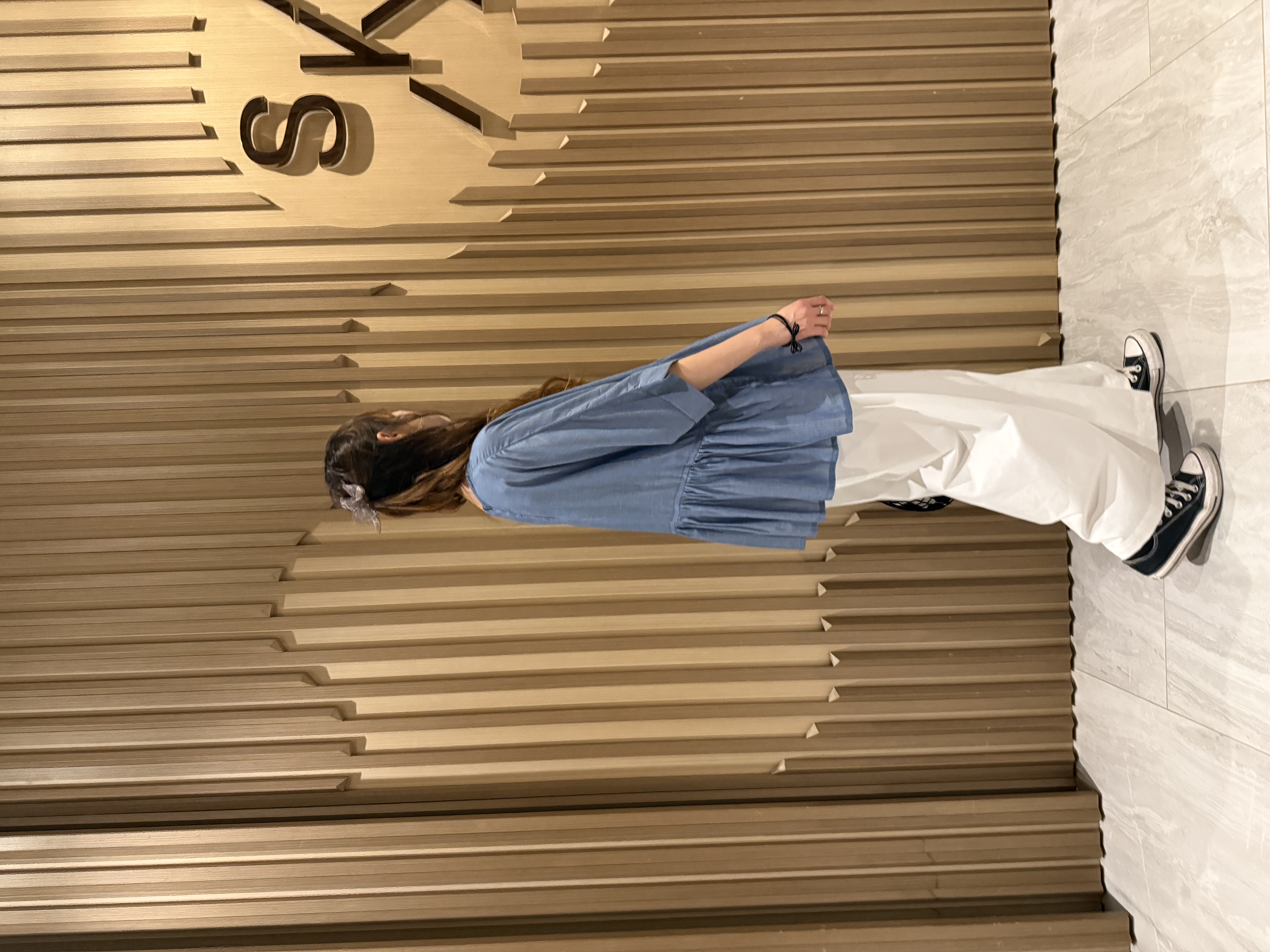 仿牛仔薄棉傘型𝐭𝐨𝐩（淺牛仔藍）