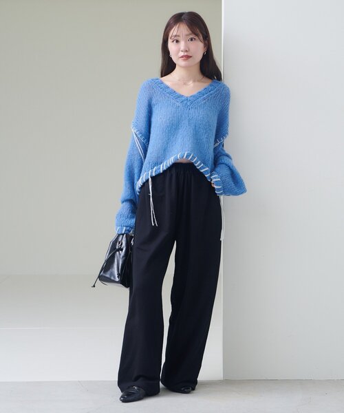 v領盲針編織冷衫