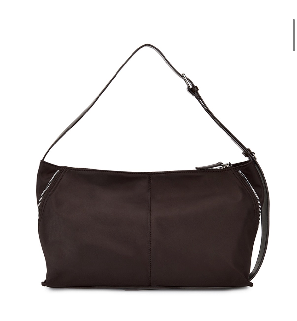 MATIN KIM 特價場 SIDE ZIPPER FABRIC SHOULDER BAG IN BROWN