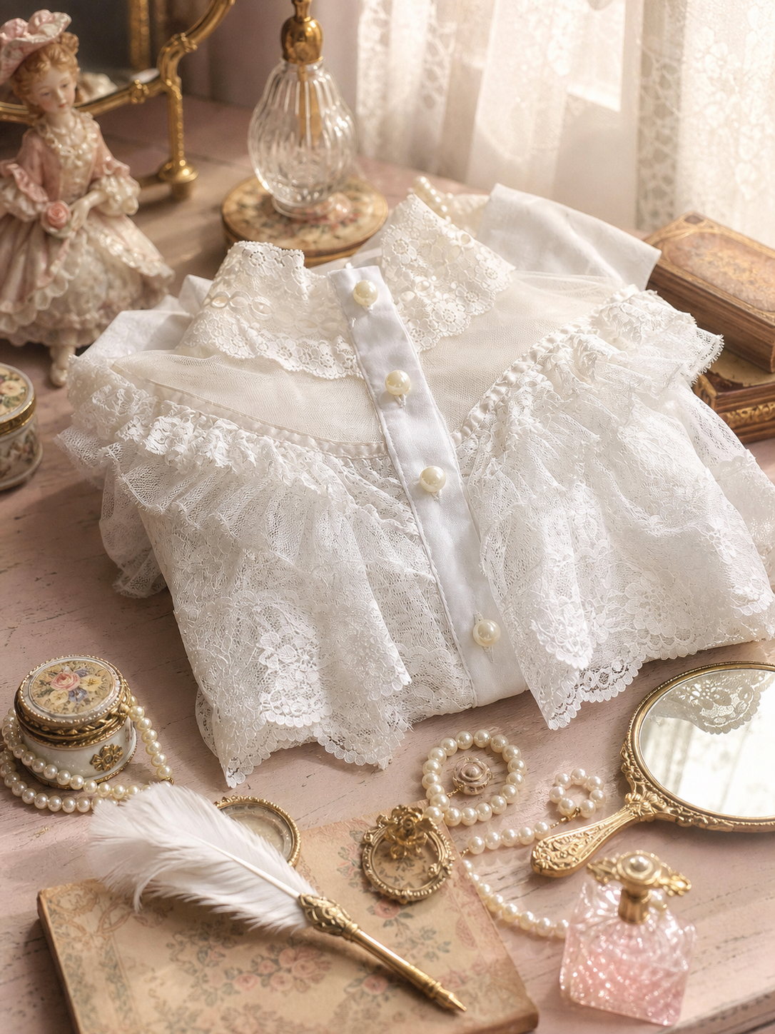 時光縫隙裡的白雪Angel Victoria Lace Blouse