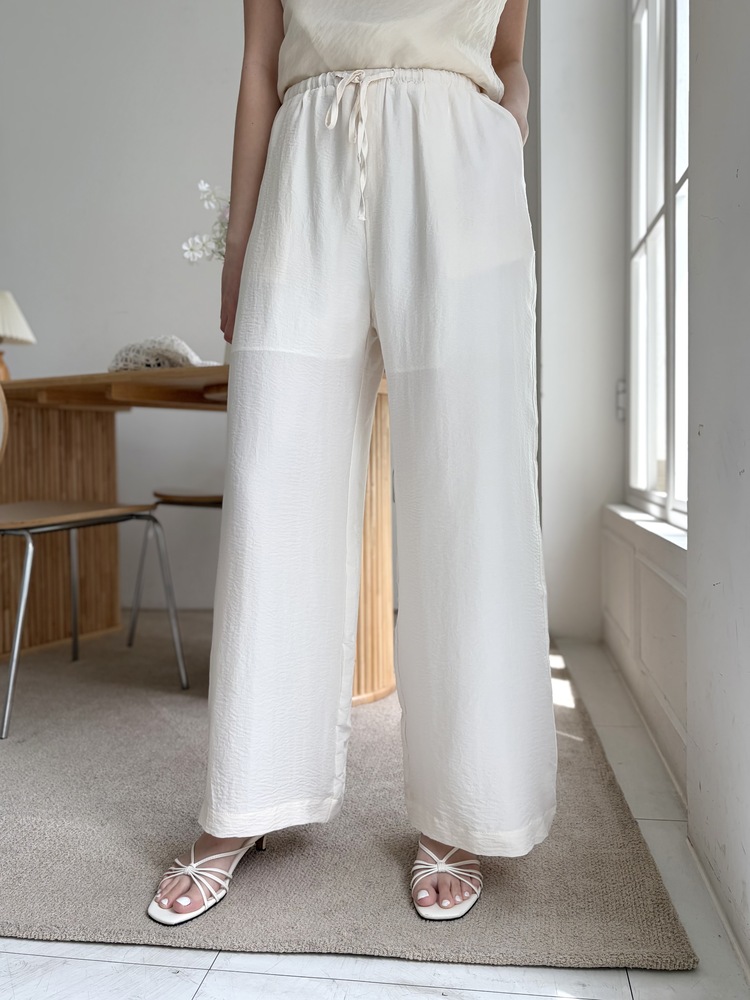 The Airy Elastic Pants (Cream)