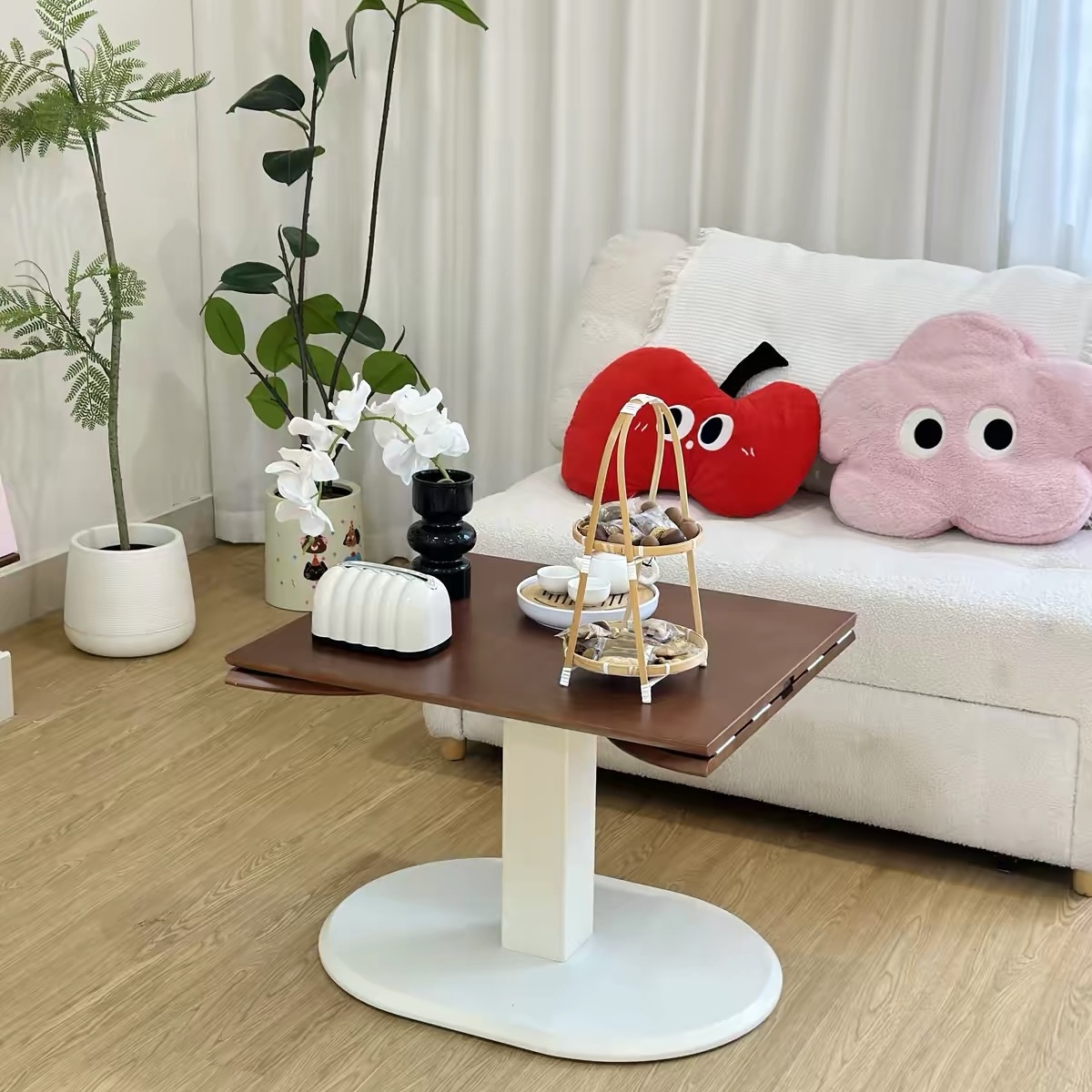 實木可升降茶幾餐枱二合一 多功能茶枱 可摺疊移動 細單位專用 table