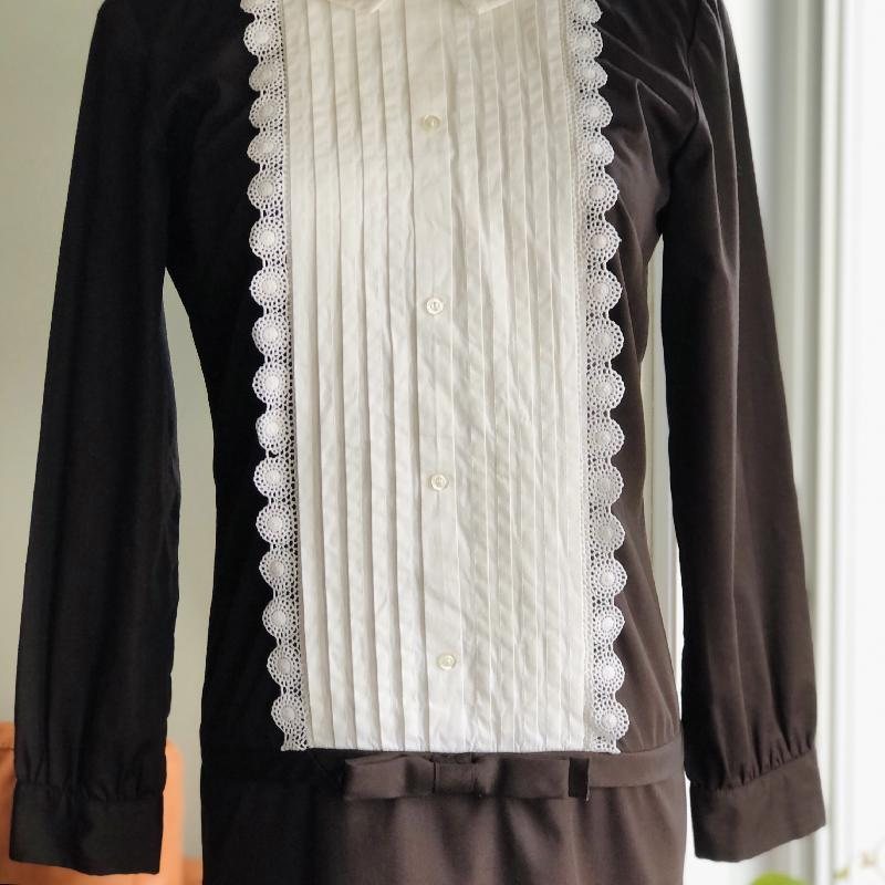 C.a. 1960s Helen Whiting Brown Low Waist Dress with White Trim (MT1504)