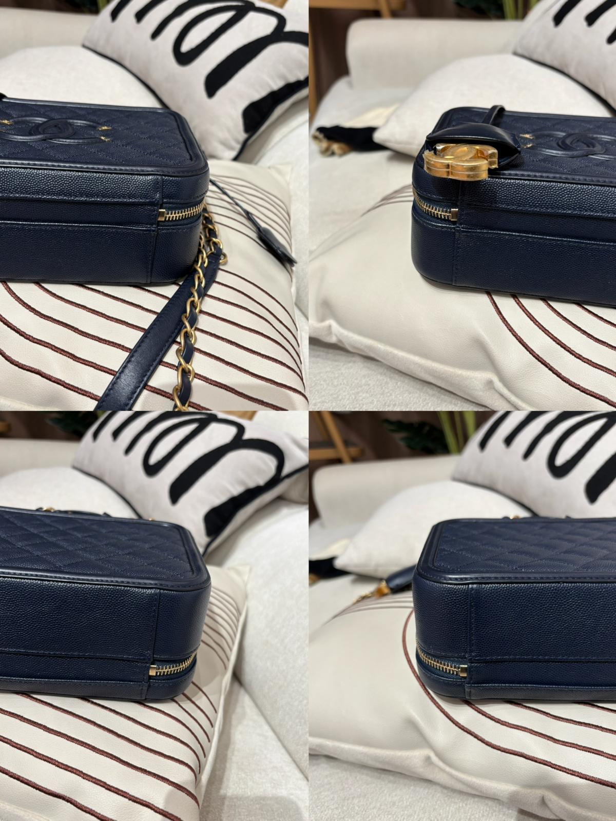Chanel vanity cc filigree ,Medium navy 牛皮 100%Authentic ,98%new  ✅26card✅dust bag✅box