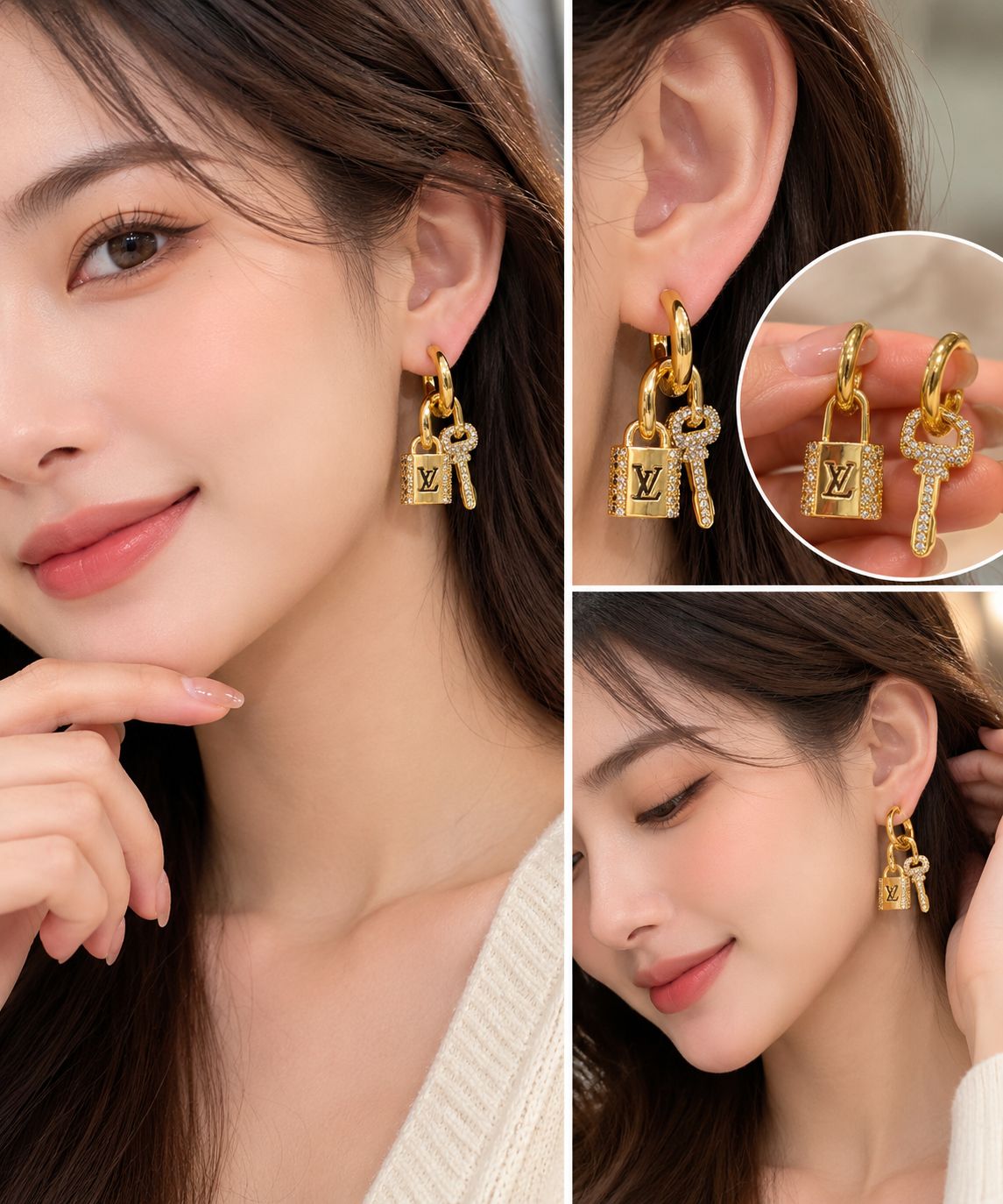 Louis Vuitton Lockit 鎖頭鑰匙耳環
