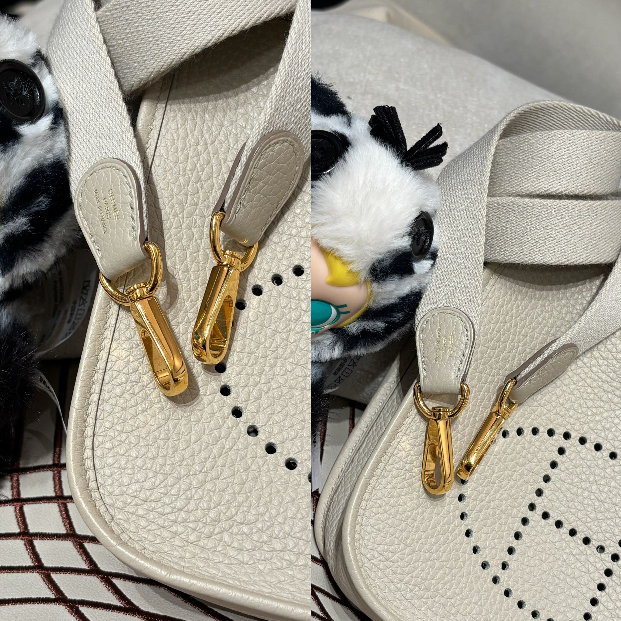 Hermes mini evelyne STAMP U 8L beton 冰川白 100%Authentic ,95%new ✅dust bag 